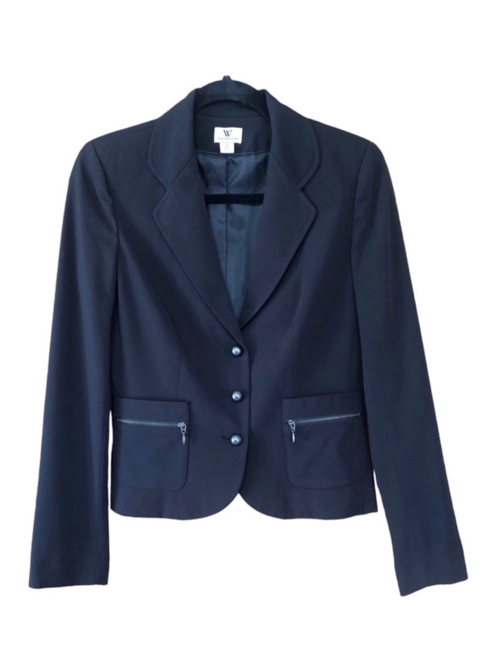 Worthington Black Button-down Blazer Jacket with Pockets Lined Classic